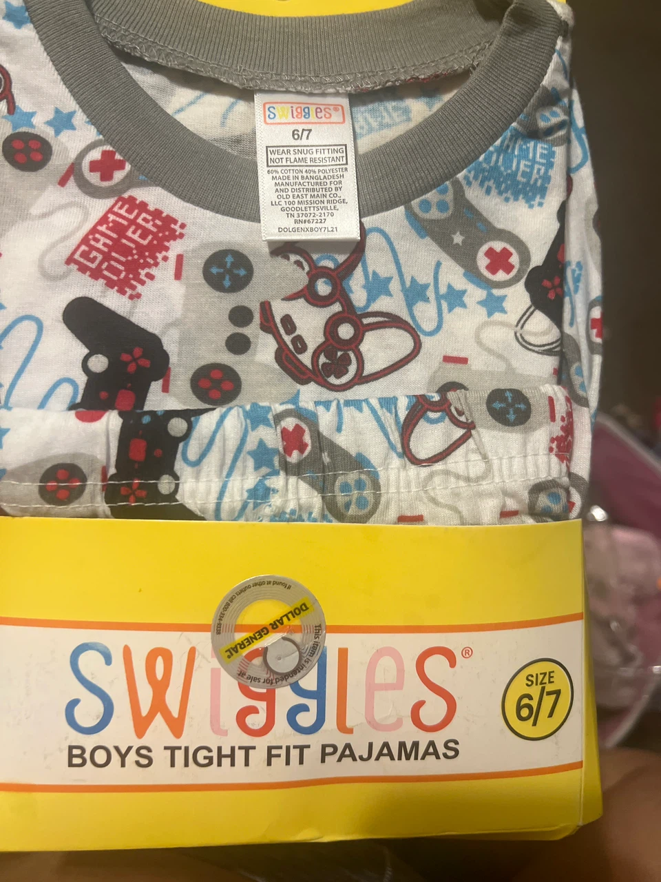 Swiggles Boys Size 6/7 "Game Over" Pajamas