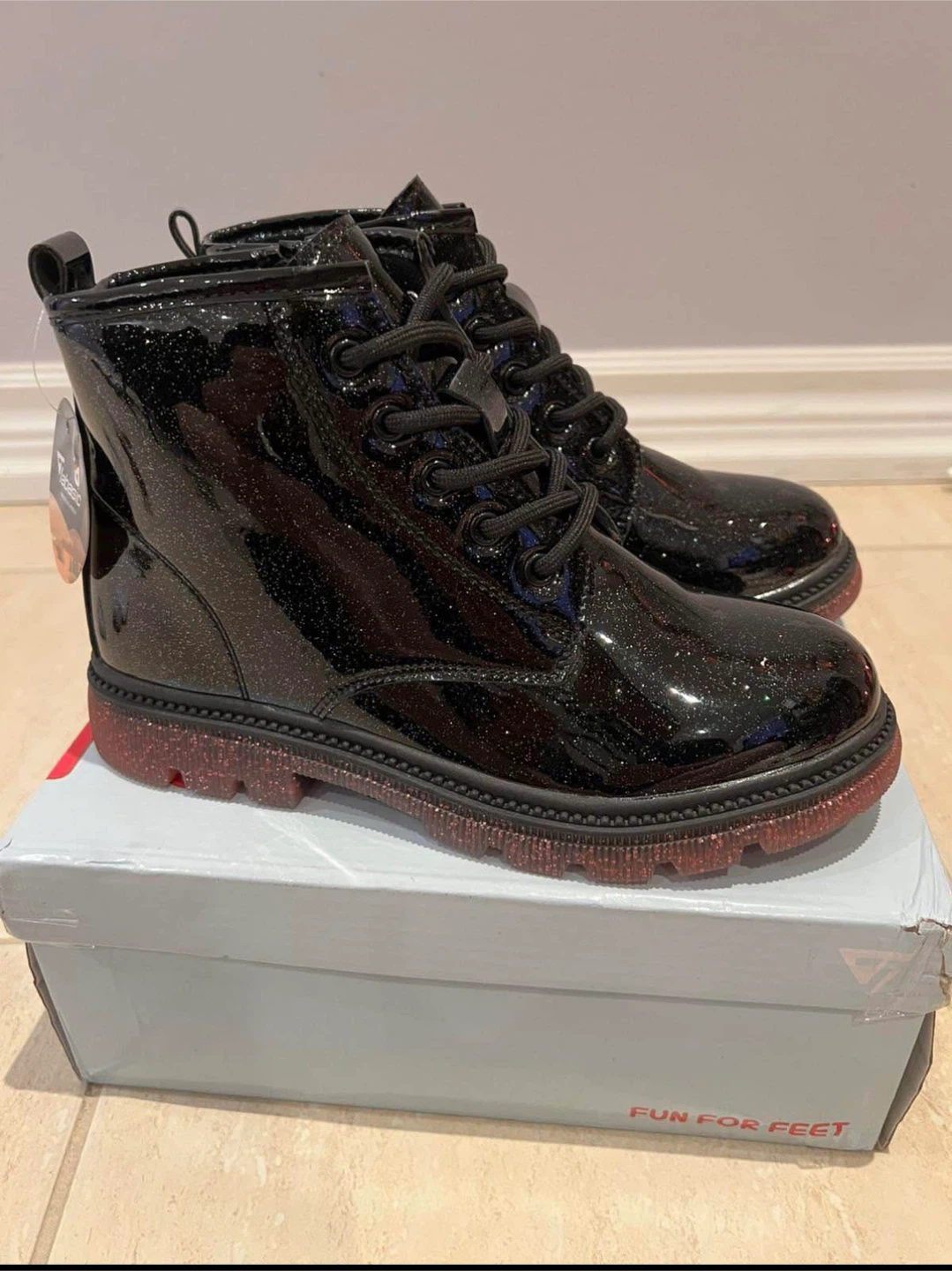 Tabasic Black Glitter Combat Boots - photo 2