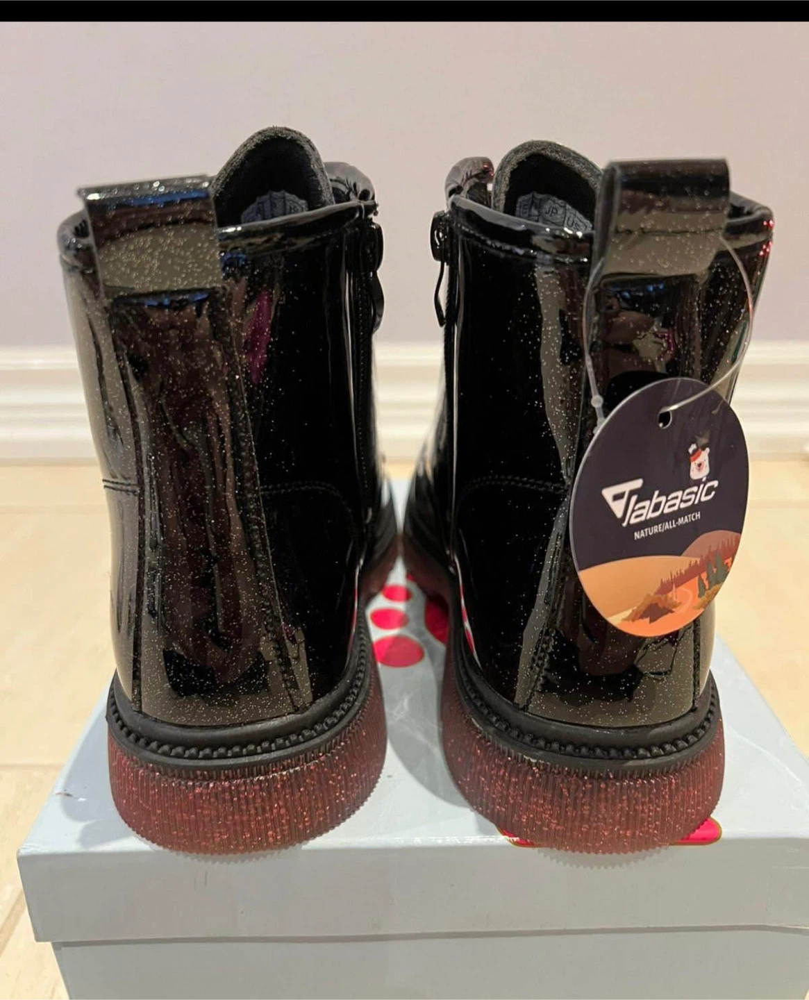 Tabasic Black Glitter Combat Boots - photo 4