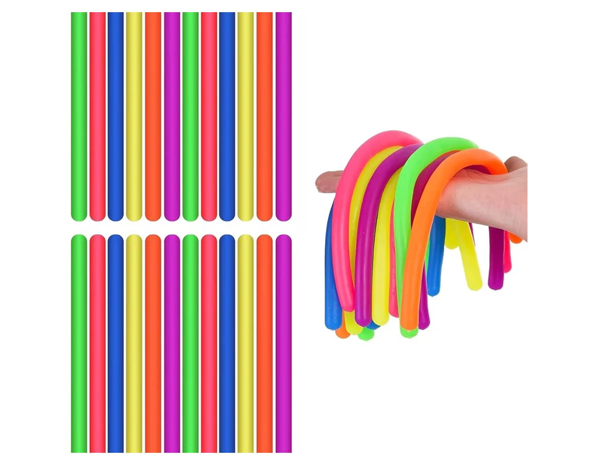 24 Pieces Colorful Monkey Noodle Stretchy String Fidget Toys