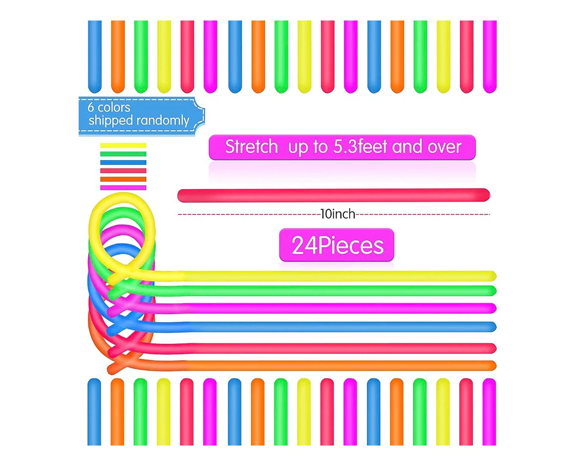 24 Pieces Colorful Monkey Noodle Stretchy String Fidget Toys - photo 2