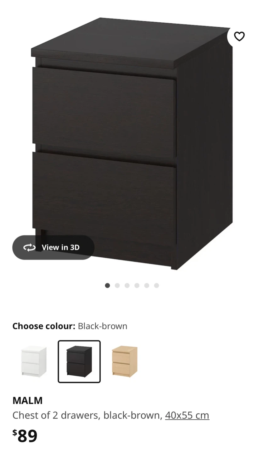 IKEA MALM Chest of 2 drawers, black-brown - photo 2