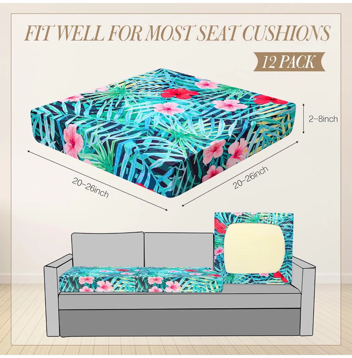 12 Pcs Patio Cushion Covers Outdoor Stretch Sofa Couch Cover - photo 3