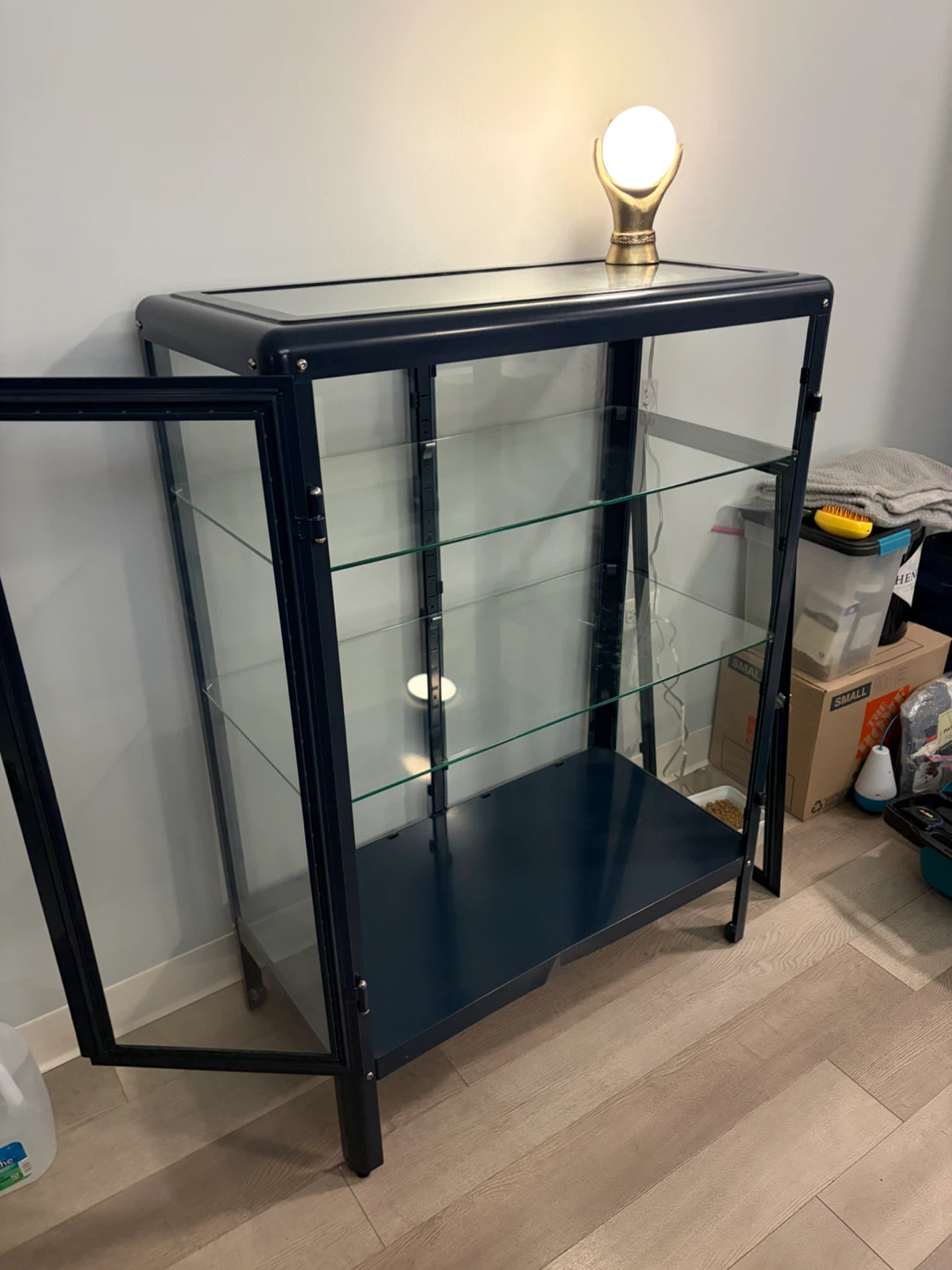 IKEA Dark Blue Glass Display Cabinet - photo 2