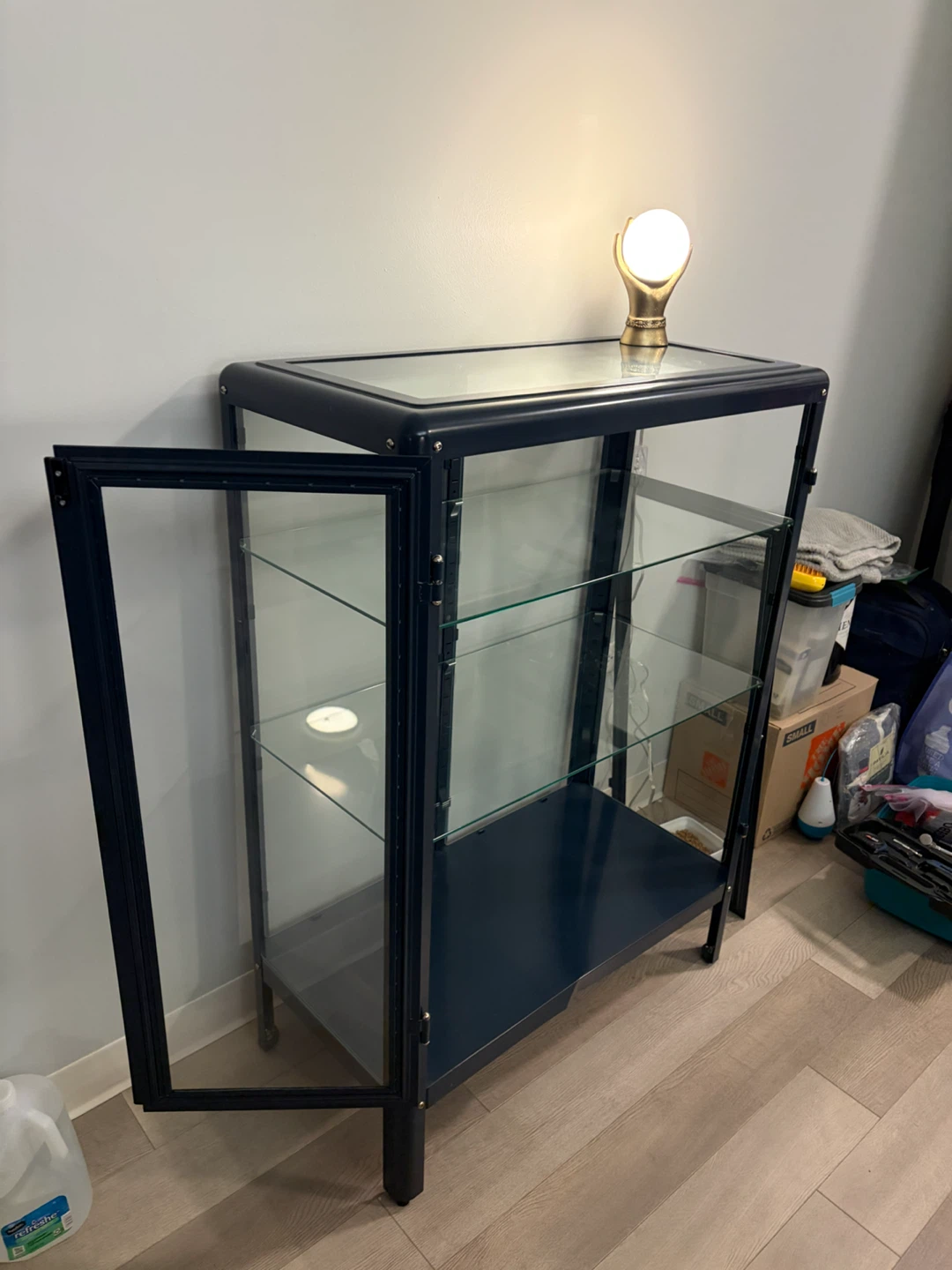 IKEA Dark Blue Glass Display Cabinet - photo 3