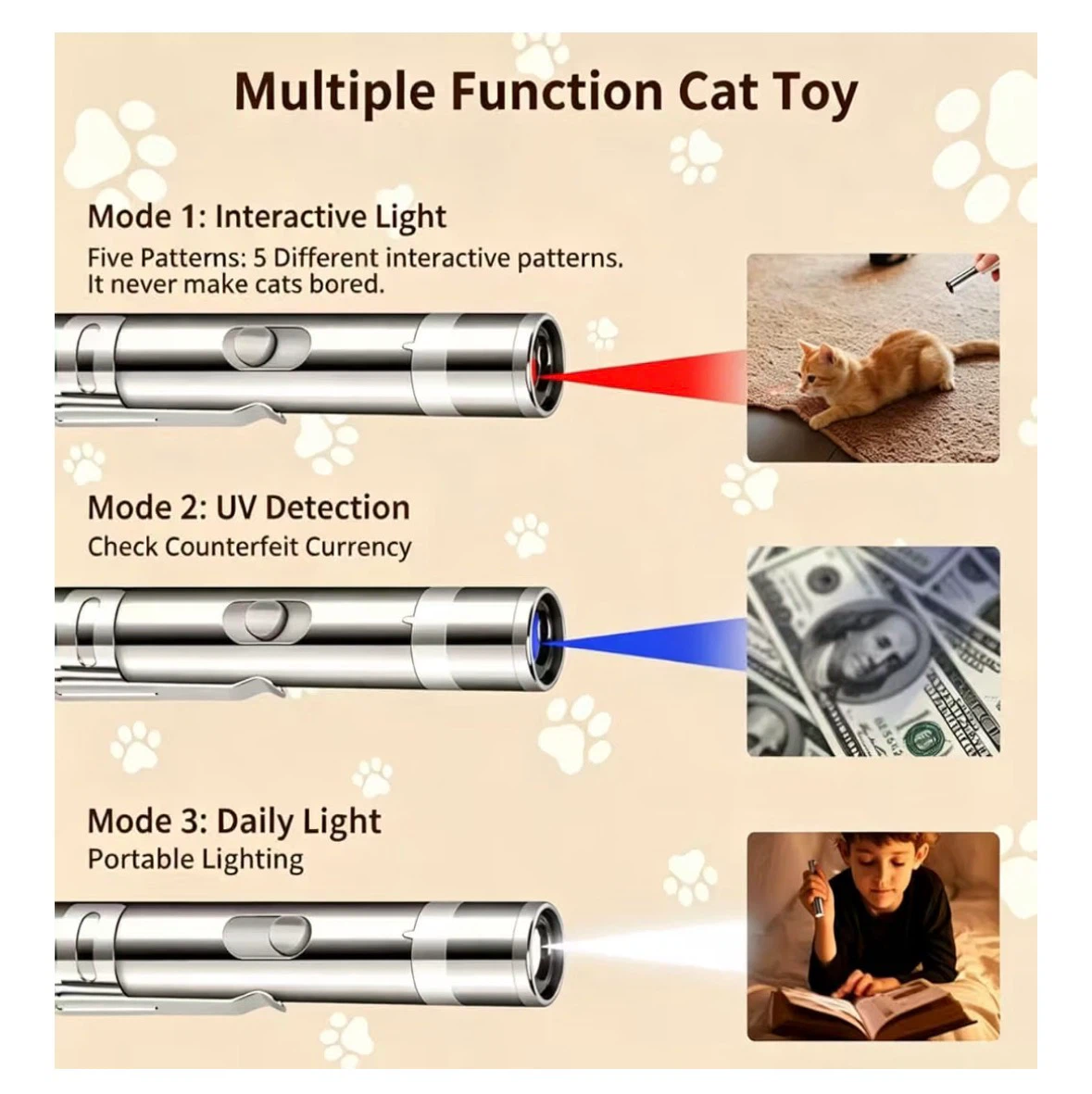 Interactive Cat Accessory USB Rechargeable 7 LED Patterns - photo 4
