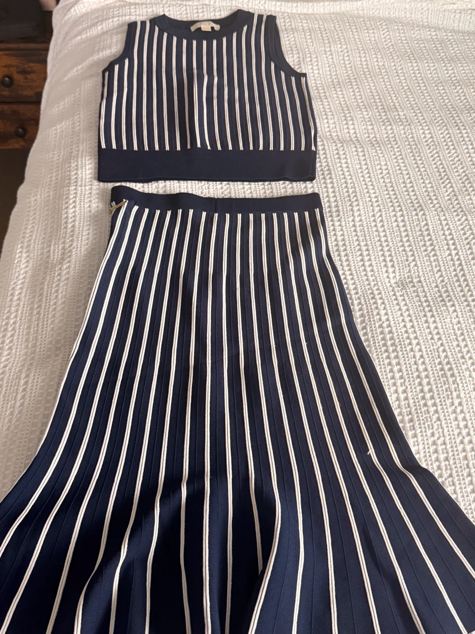 Michael Kors Striped Knit Top & Skirt Set