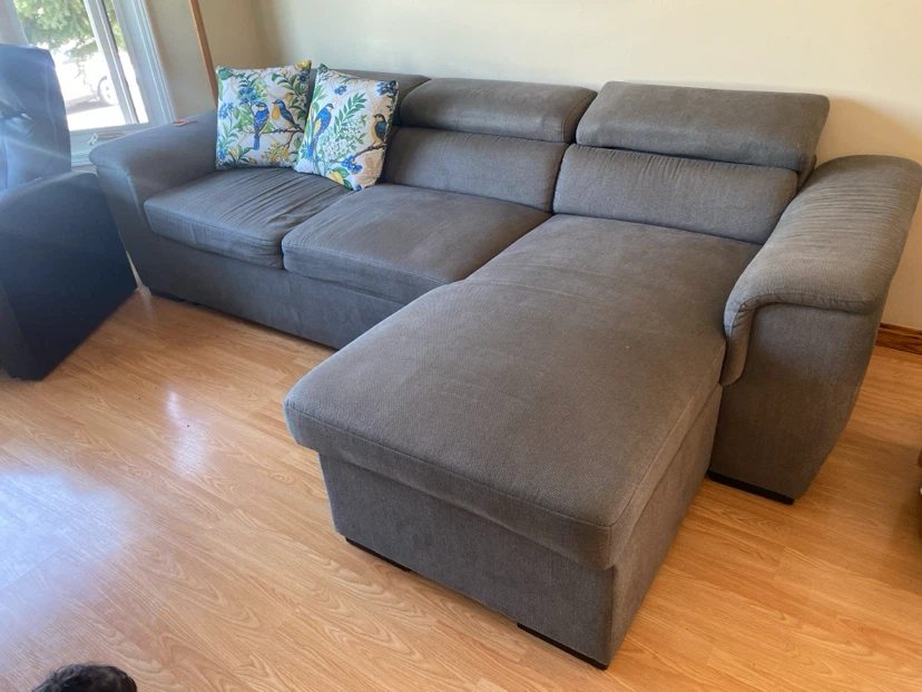 Gray Sectional Sofa with Storage Chaise