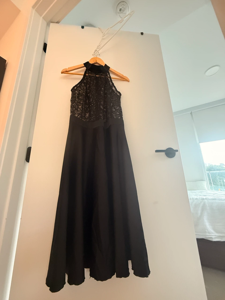 Black Halter Neck Lace Dress