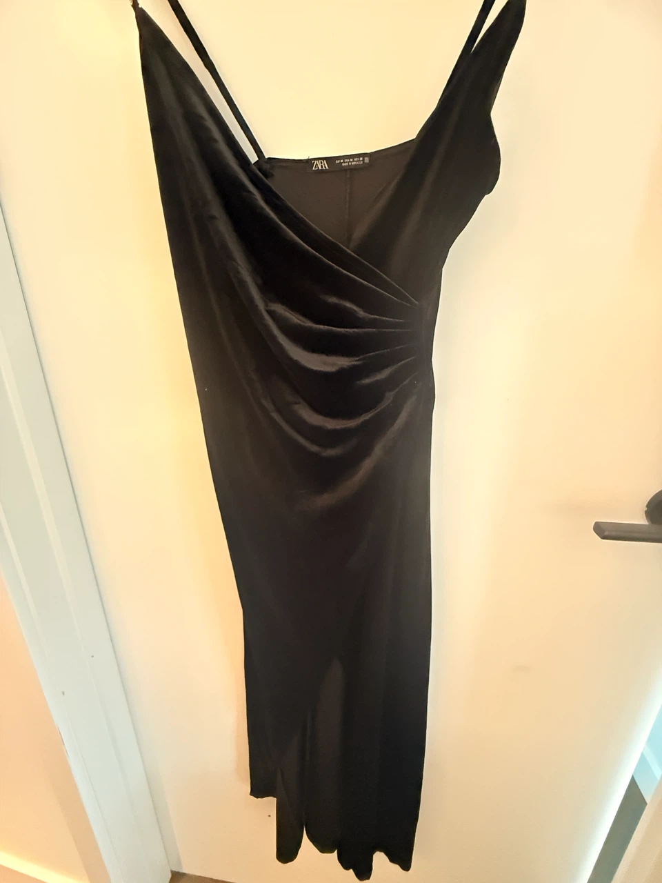 ZARA Black Velvet Slip Dress with Rhinestone Straps - photo 2