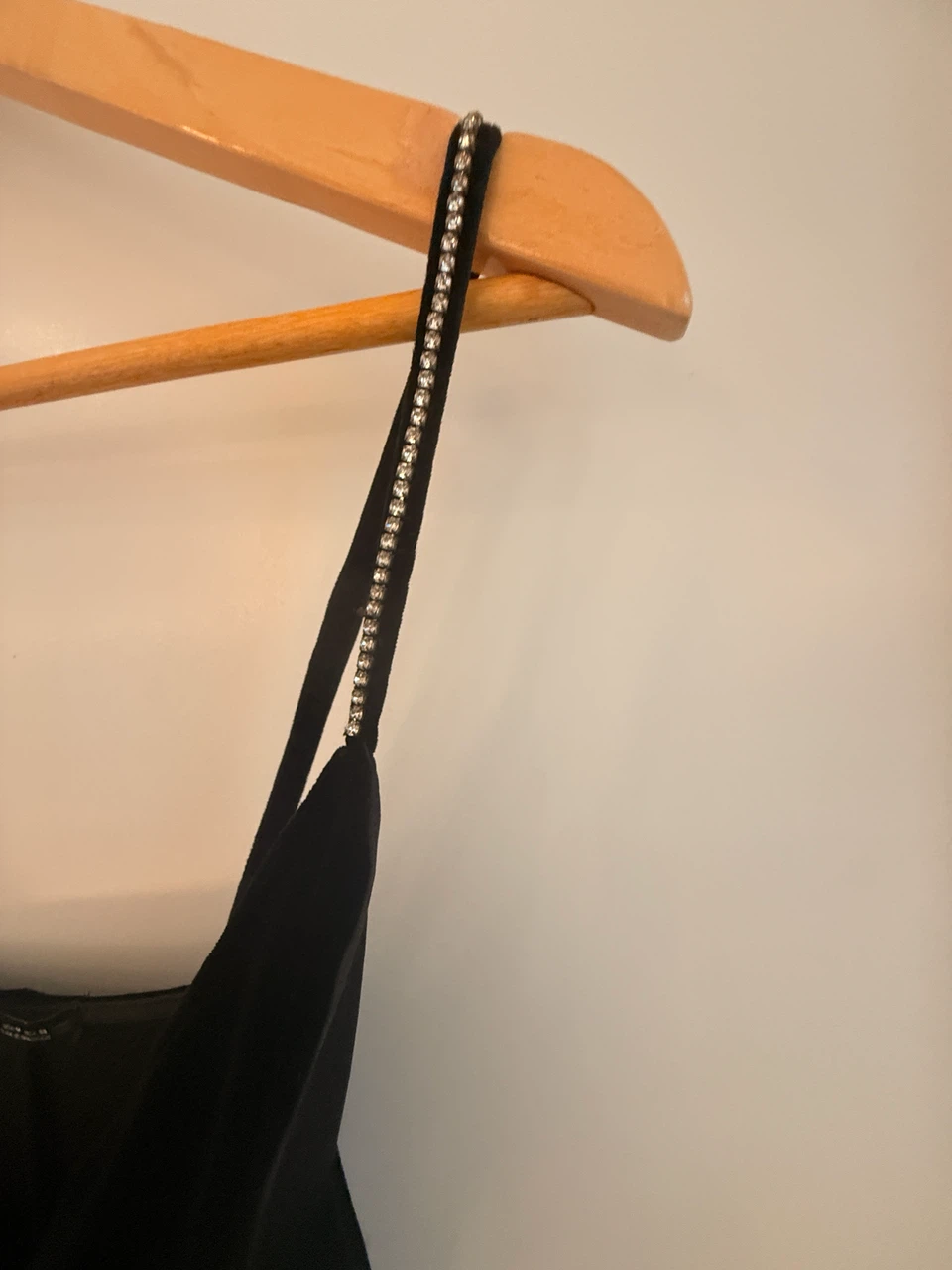 ZARA Black Velvet Slip Dress with Rhinestone Straps - photo 4