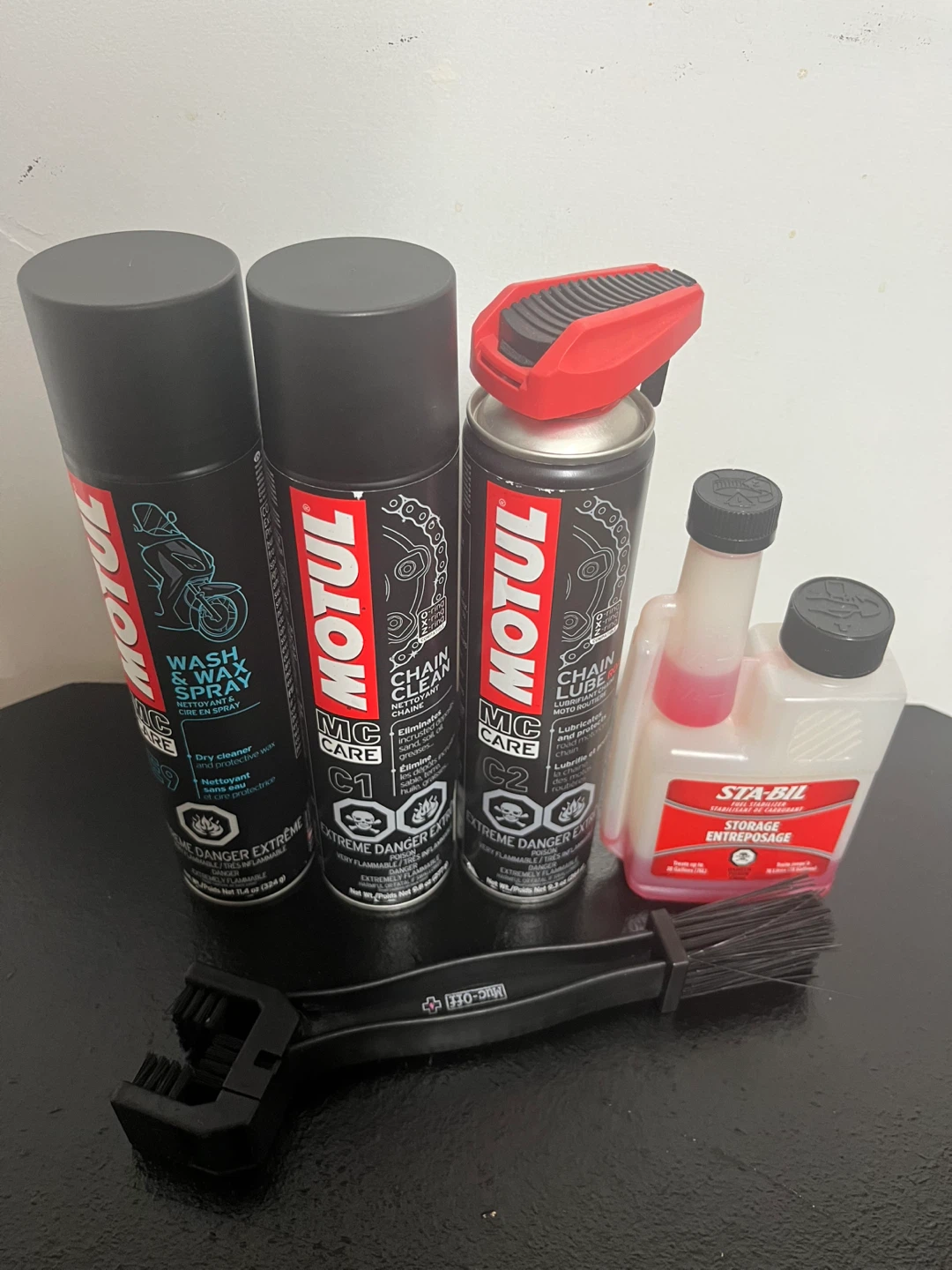 Motul Motorcycle Chain Care Kit & Sta-Bil Fuel Stabilizer