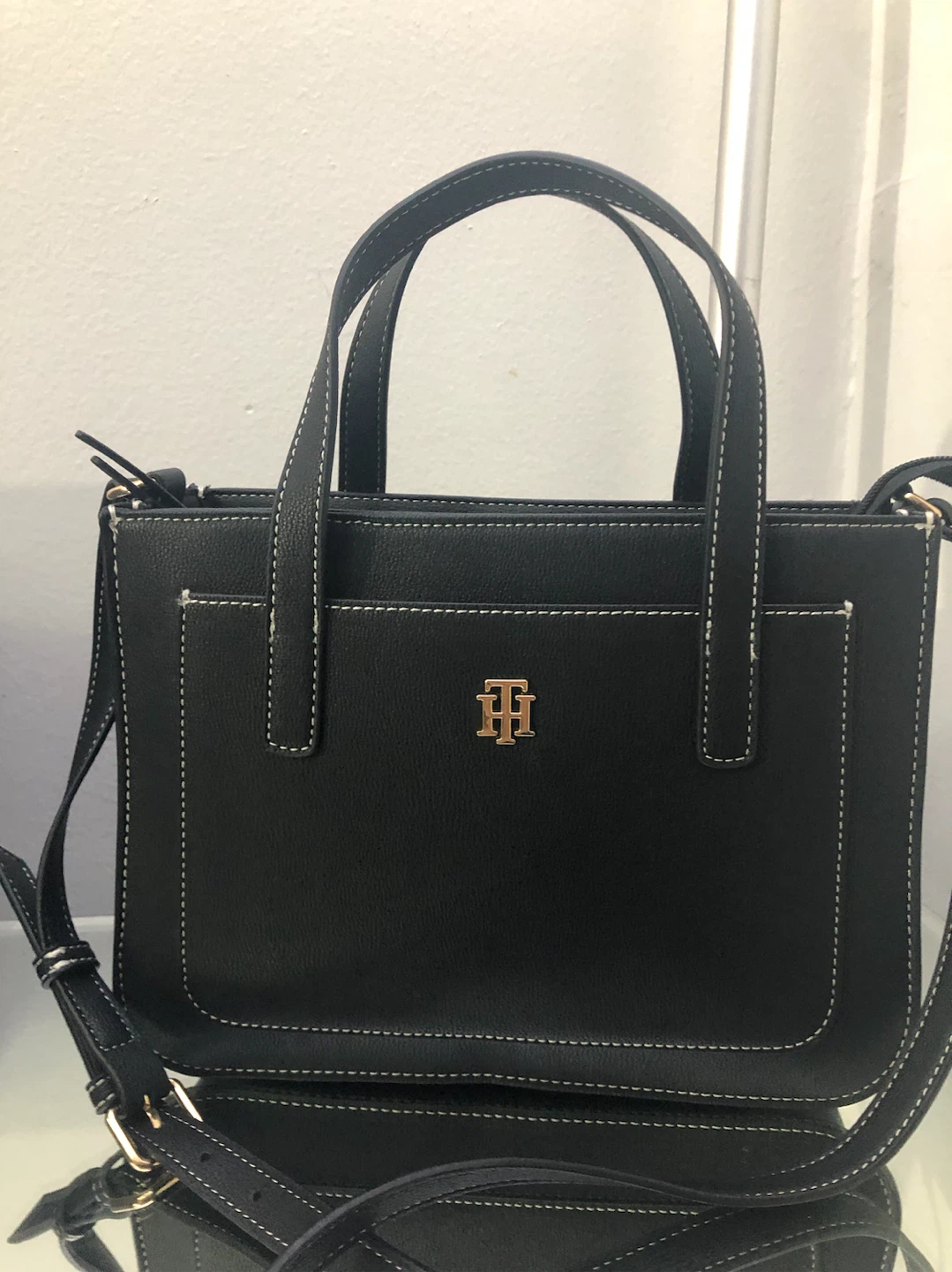 Tommy Hilfiger Black Leather Tote Bag