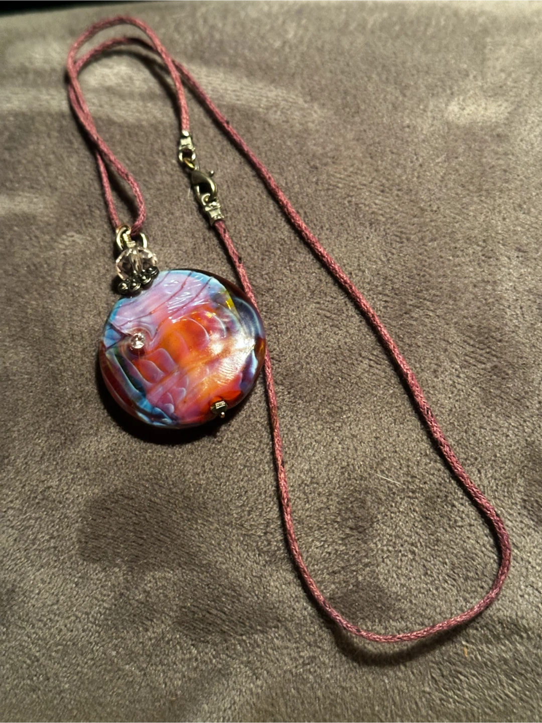 Handmade Fumed Vortex Glass Pendant Necklace