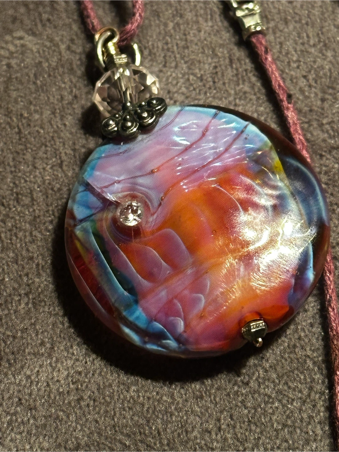 Handmade Fumed Vortex Glass Pendant Necklace - photo 2