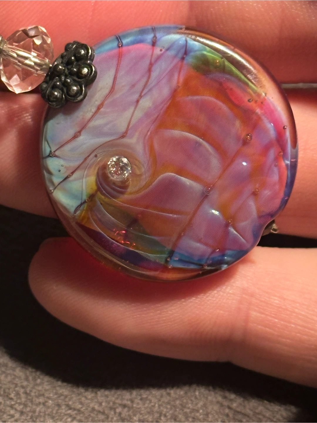 Handmade Fumed Vortex Glass Pendant Necklace - photo 3