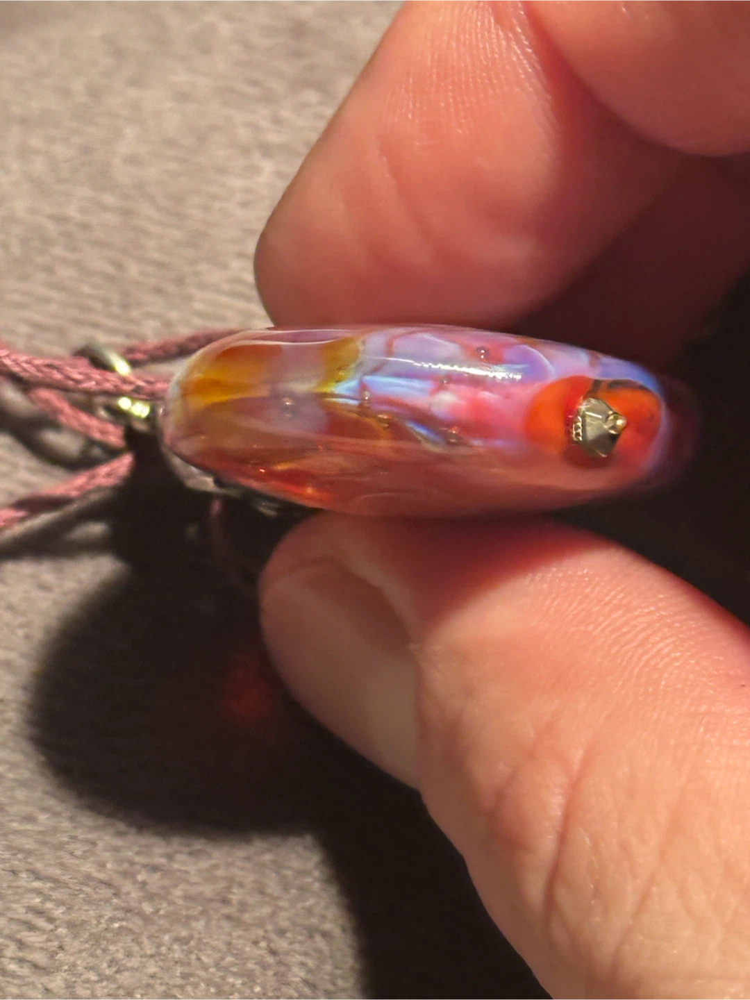 Handmade Fumed Vortex Glass Pendant Necklace - photo 4