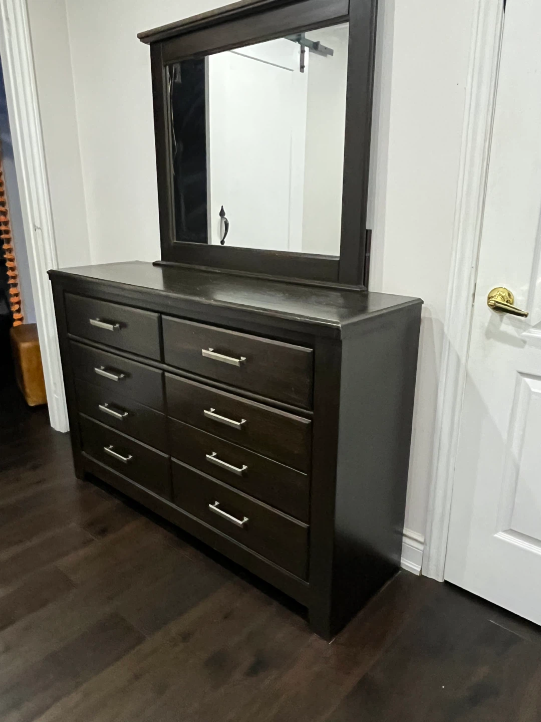 Dark Brown Dresser with Mirror