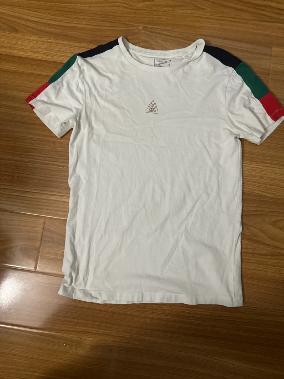 White T-Shirt with Striped Sleeves