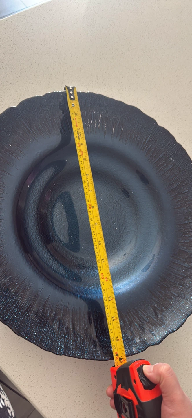 Large Blue Textured Glass Charger Plate
