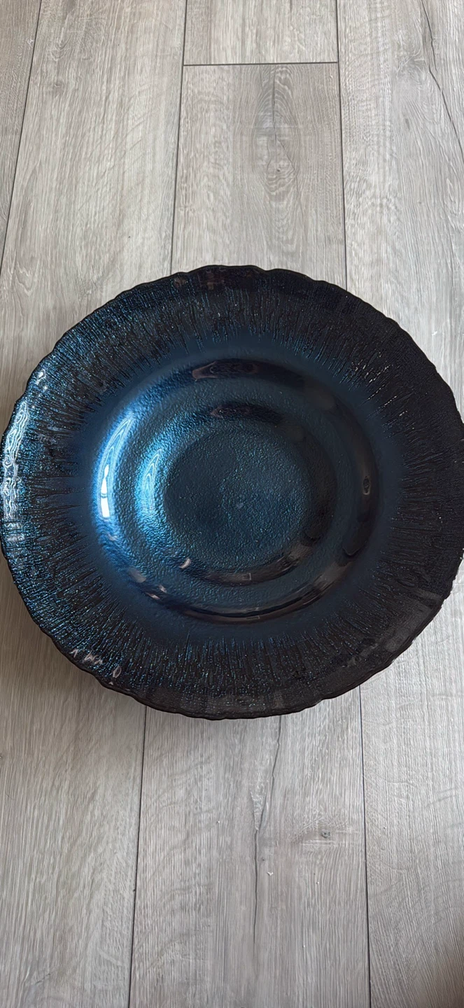 Large Blue Textured Glass Charger Plate - photo 3