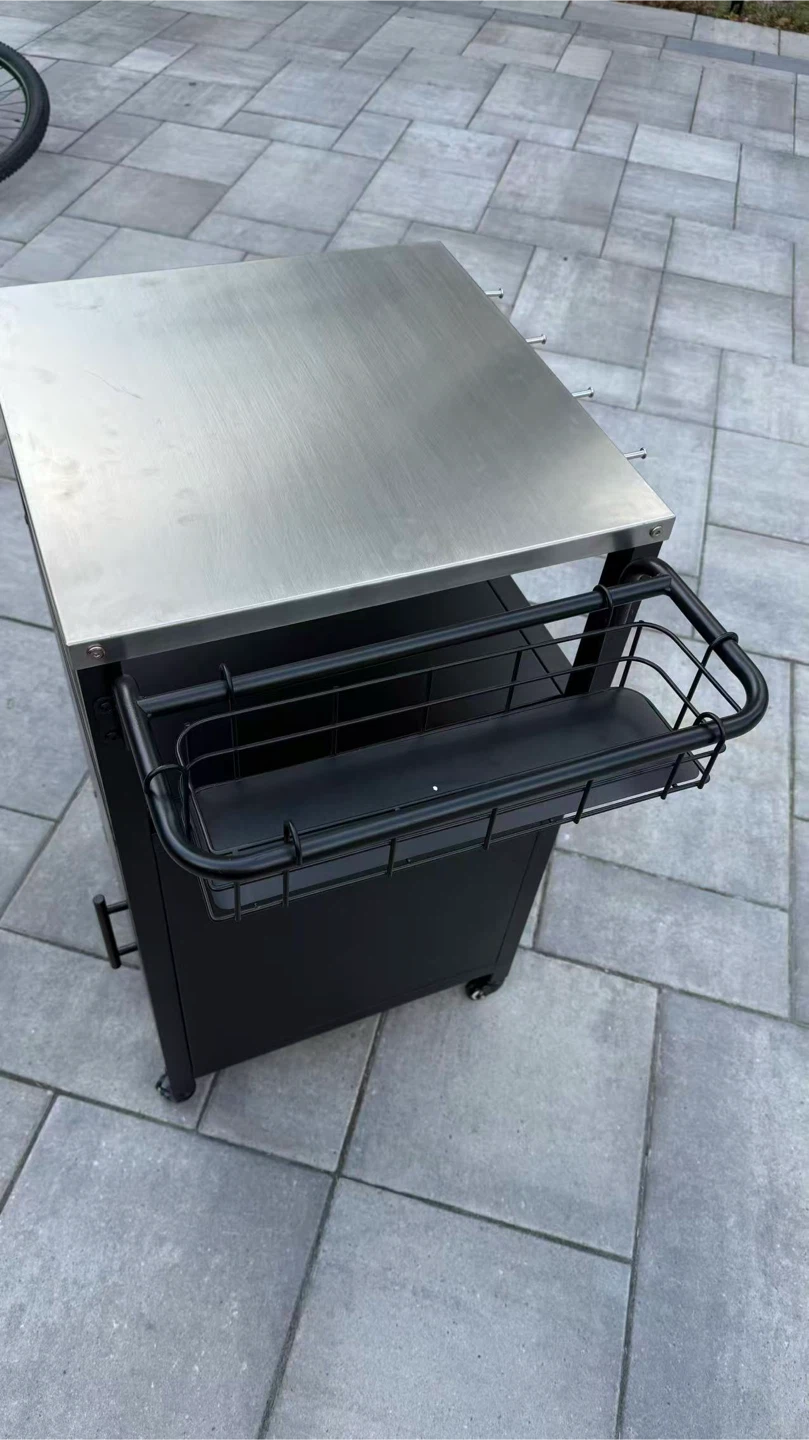 Black Outdoor BBQ Cart with Stainless Steel Top - photo 2