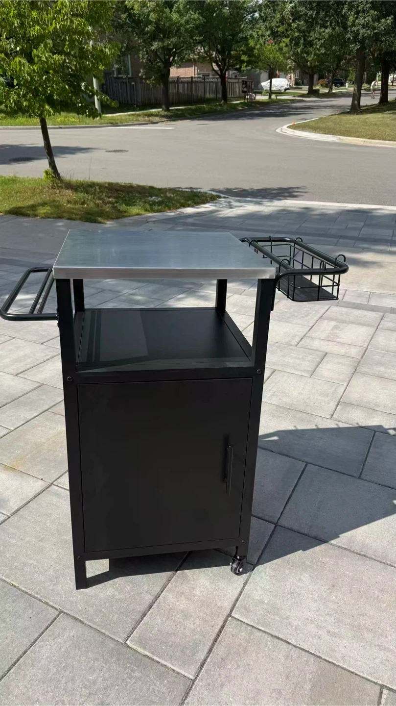 Black Outdoor BBQ Cart with Stainless Steel Top - photo 4