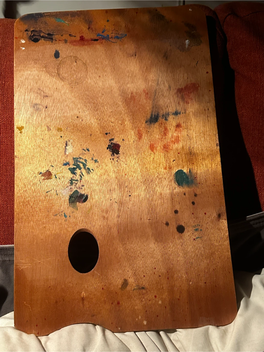 Vintage Wood Artist Palette Large 18x11.25 Painters Oil Board