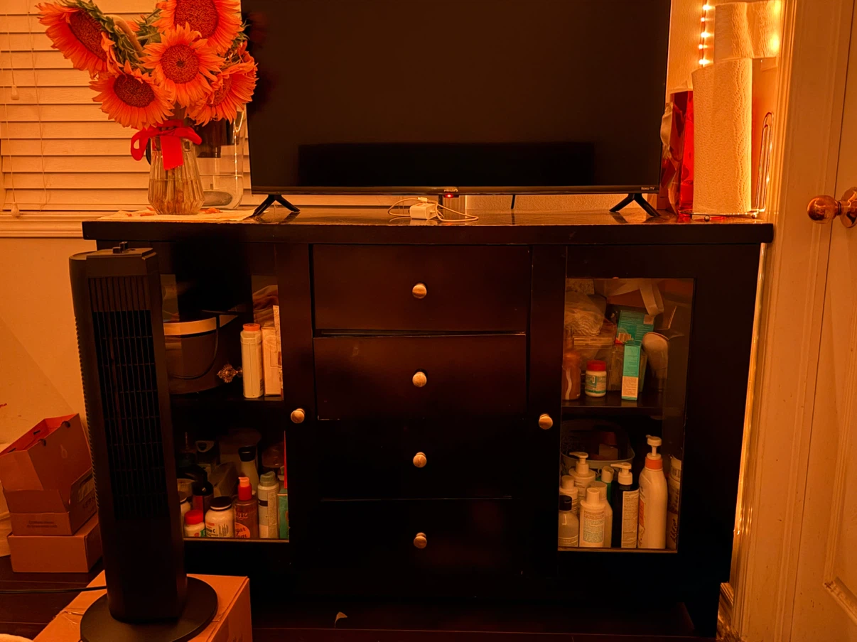 Console Table with Glass Cabinets & Drawers - photo 3