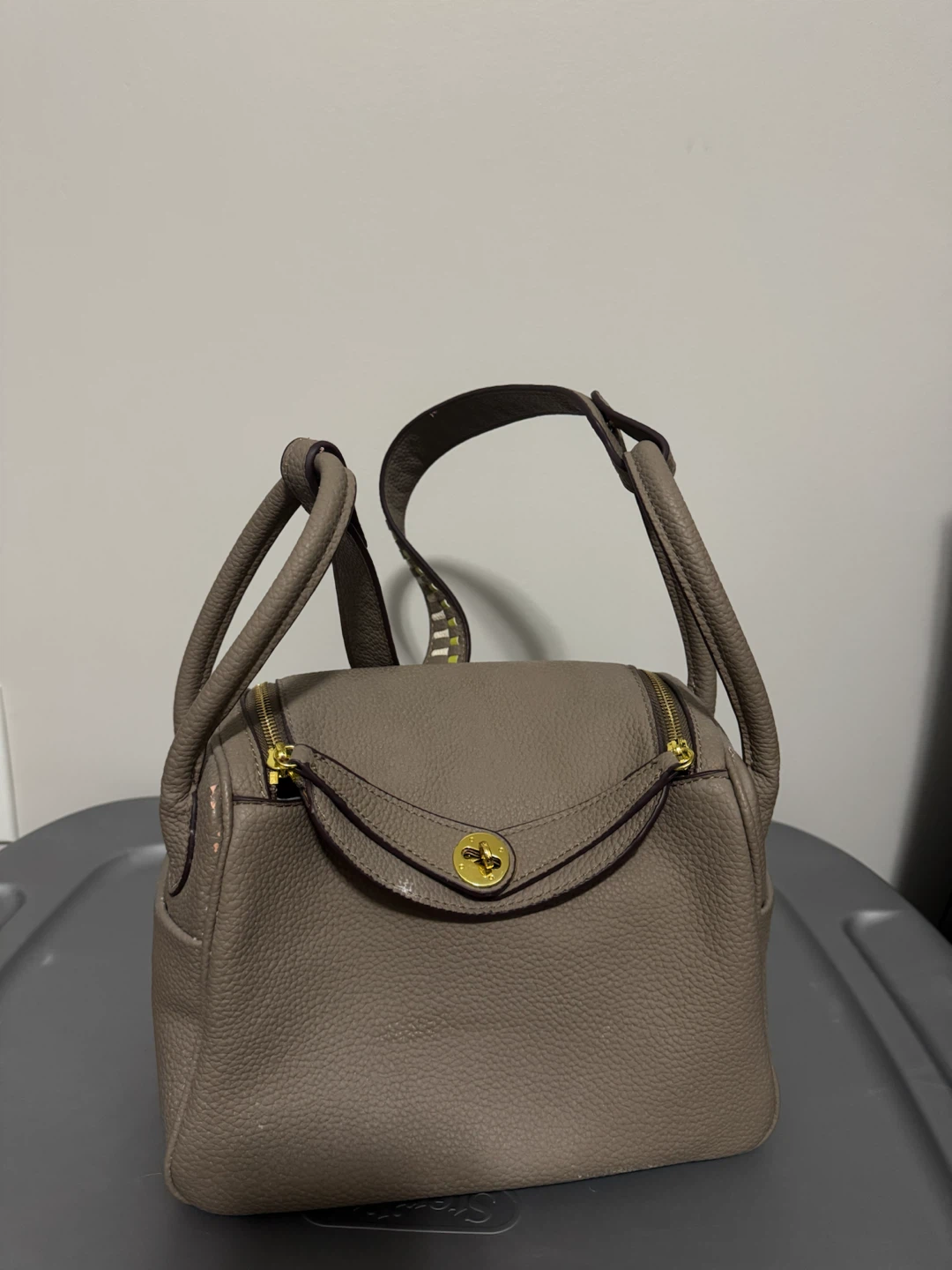 Grey Leather Handbag