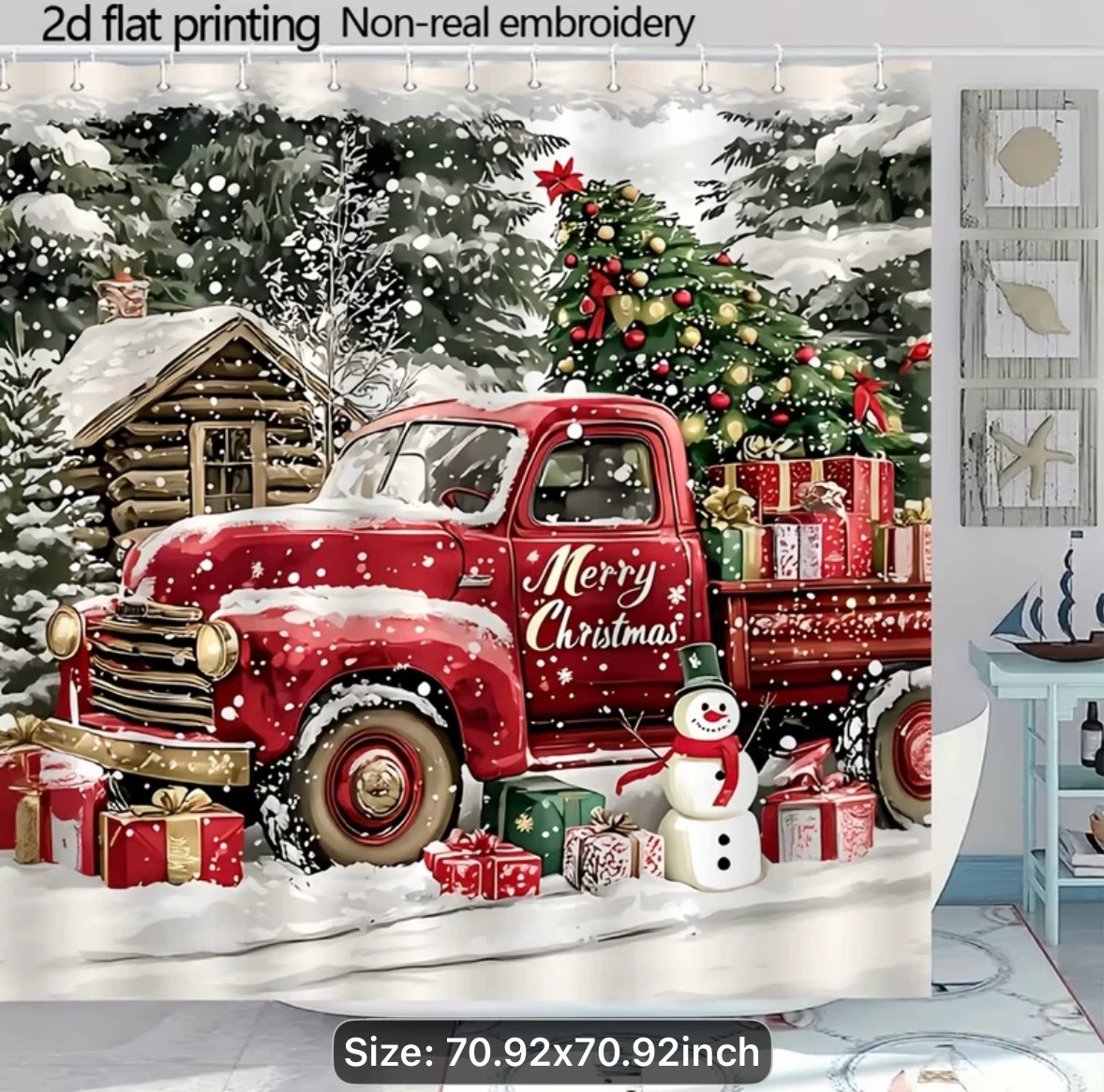 Christmas Truck Shower Curtain