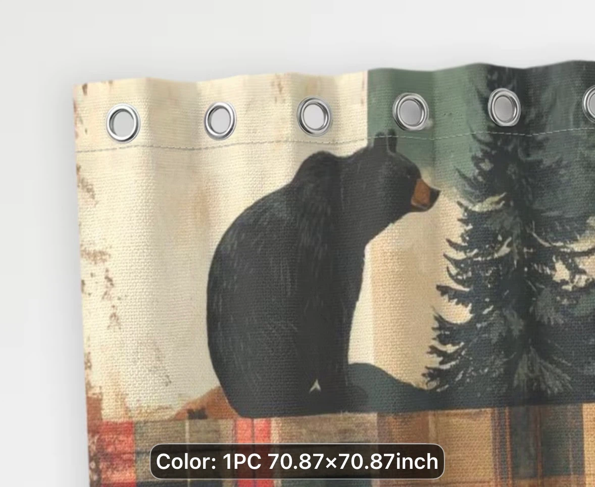 Shower Curtain with Bear and Trees Design - photo 3