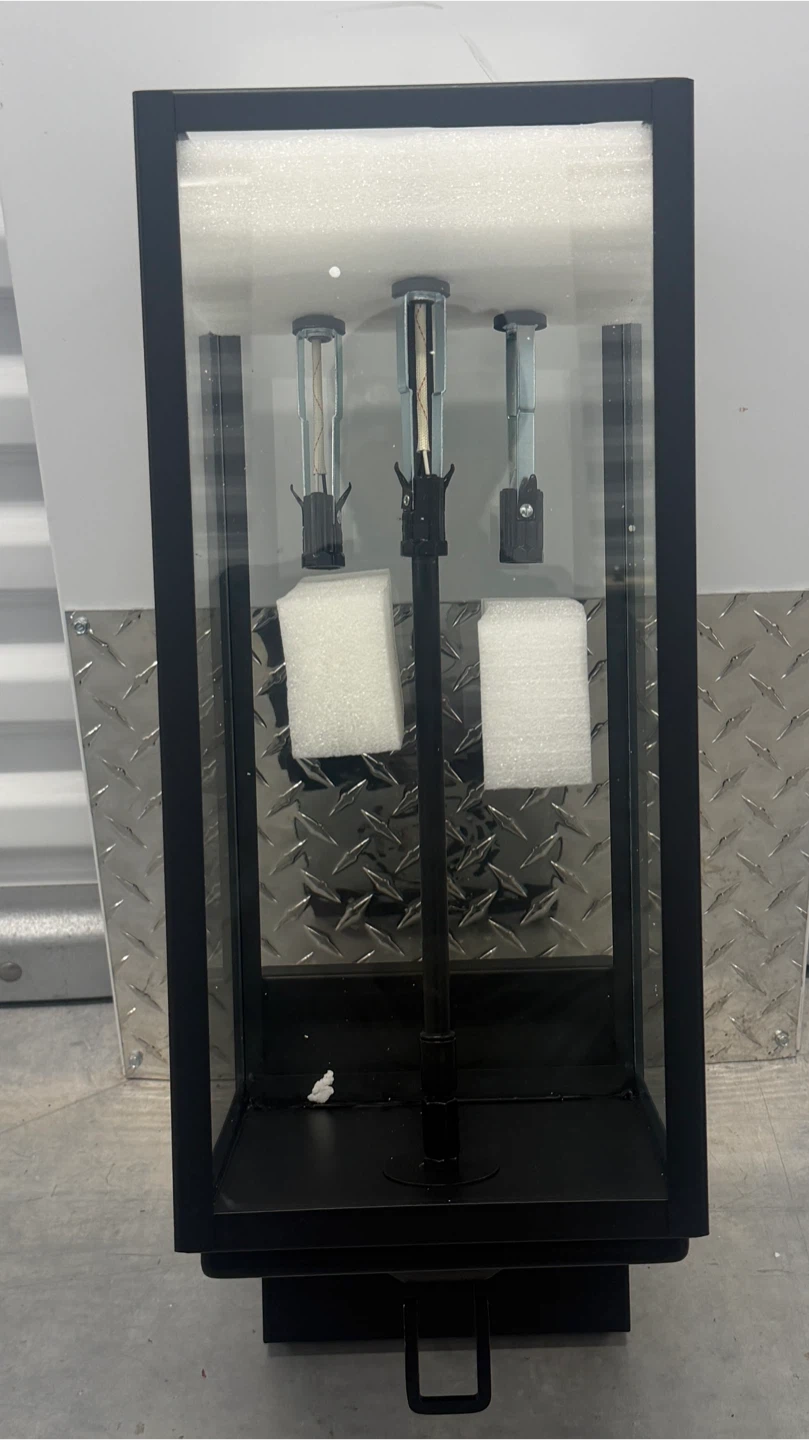 21” Large Modern Black Glass Wall Lantern / Sconce - New