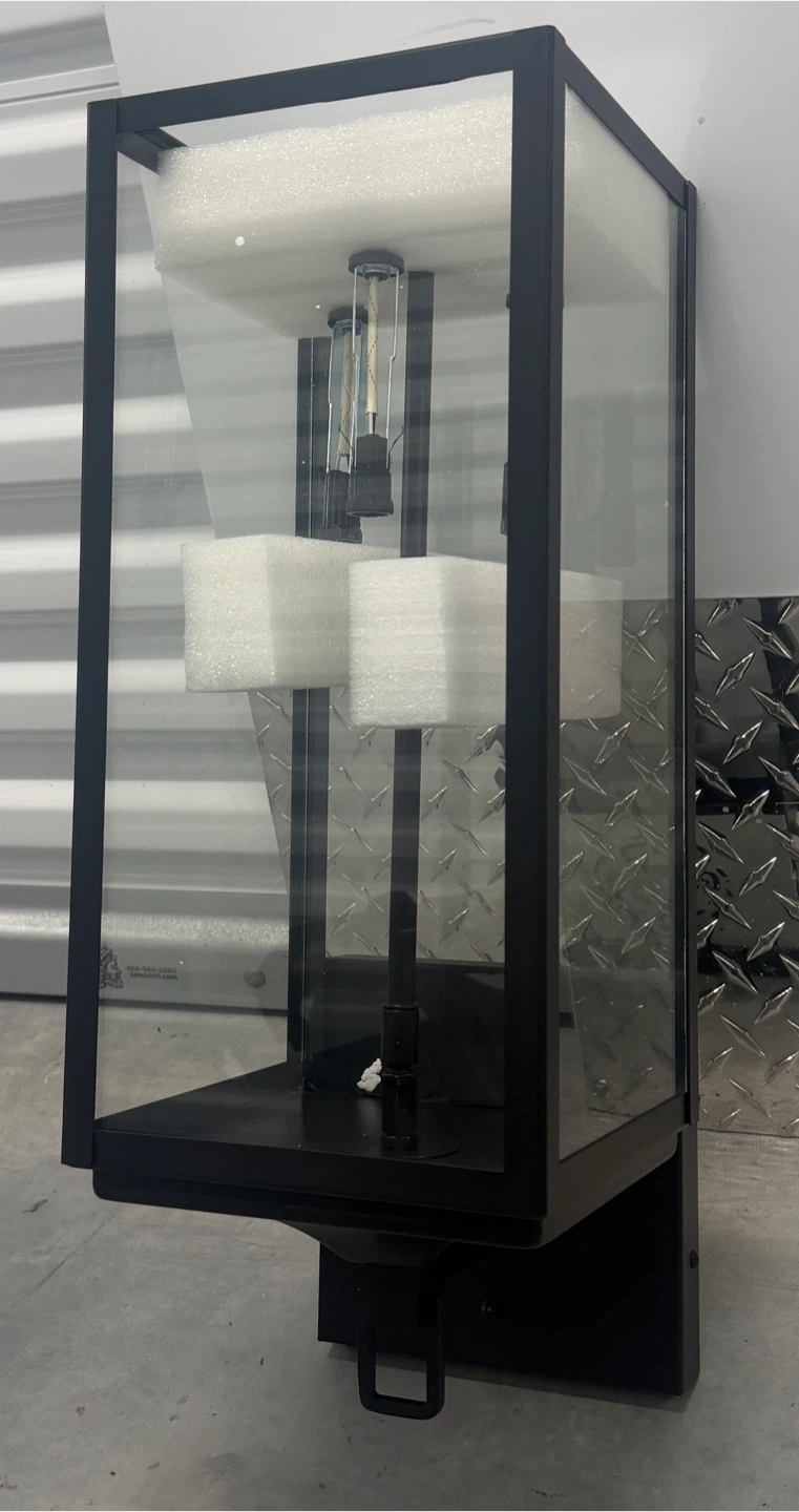 21” Large Modern Black Glass Wall Lantern / Sconce - New - photo 2