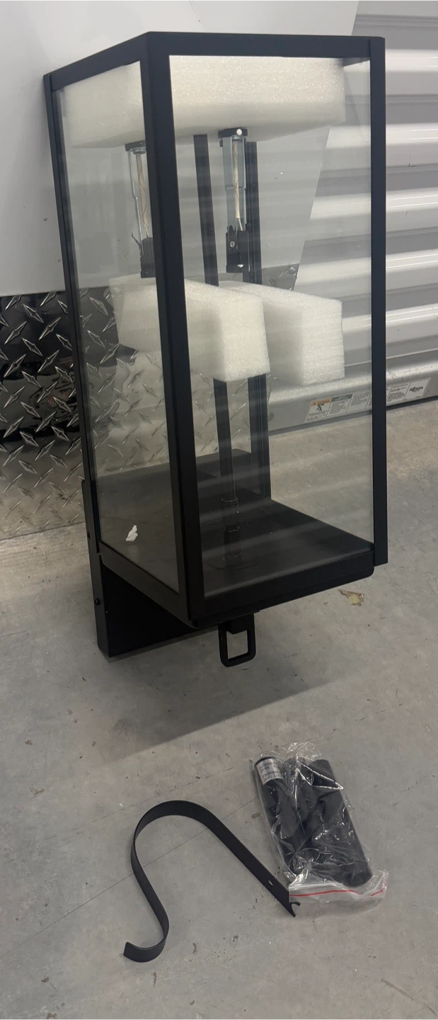 21” Large Modern Black Glass Wall Lantern / Sconce - New - photo 3