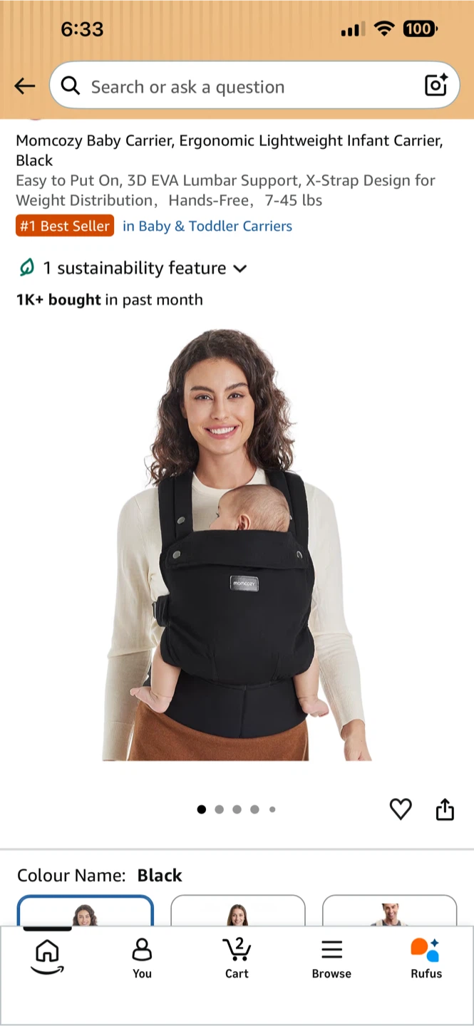 BNIB Momcozy Newborn Carrier - Black