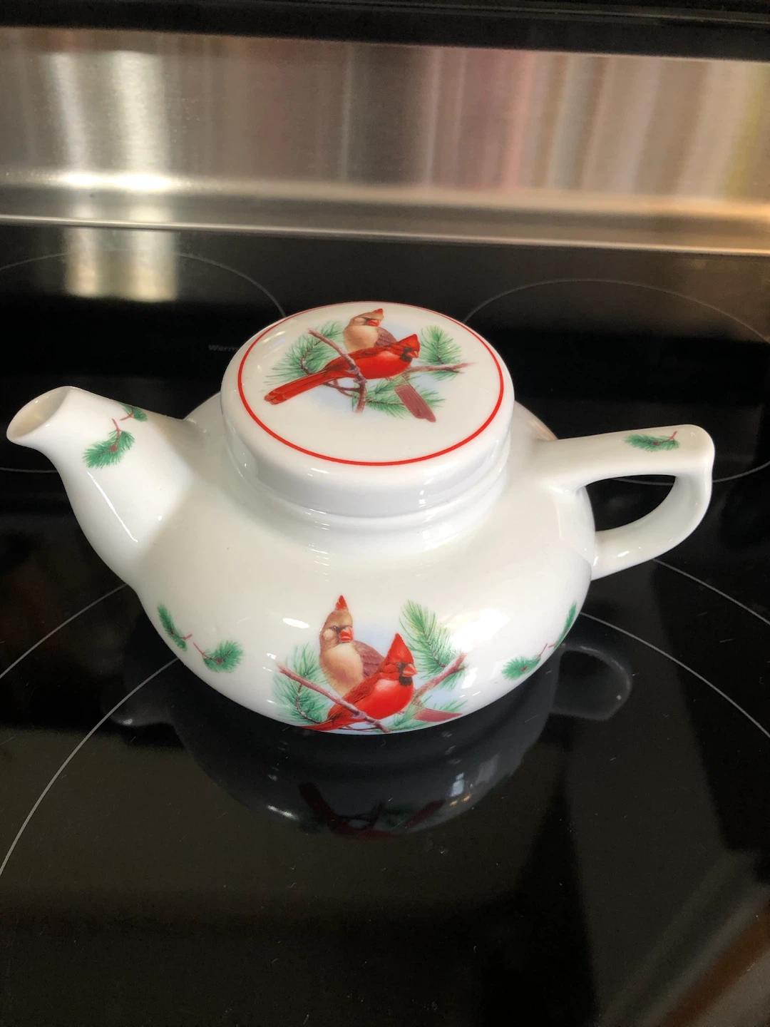 Ceramic Teapot with Cardinal Design