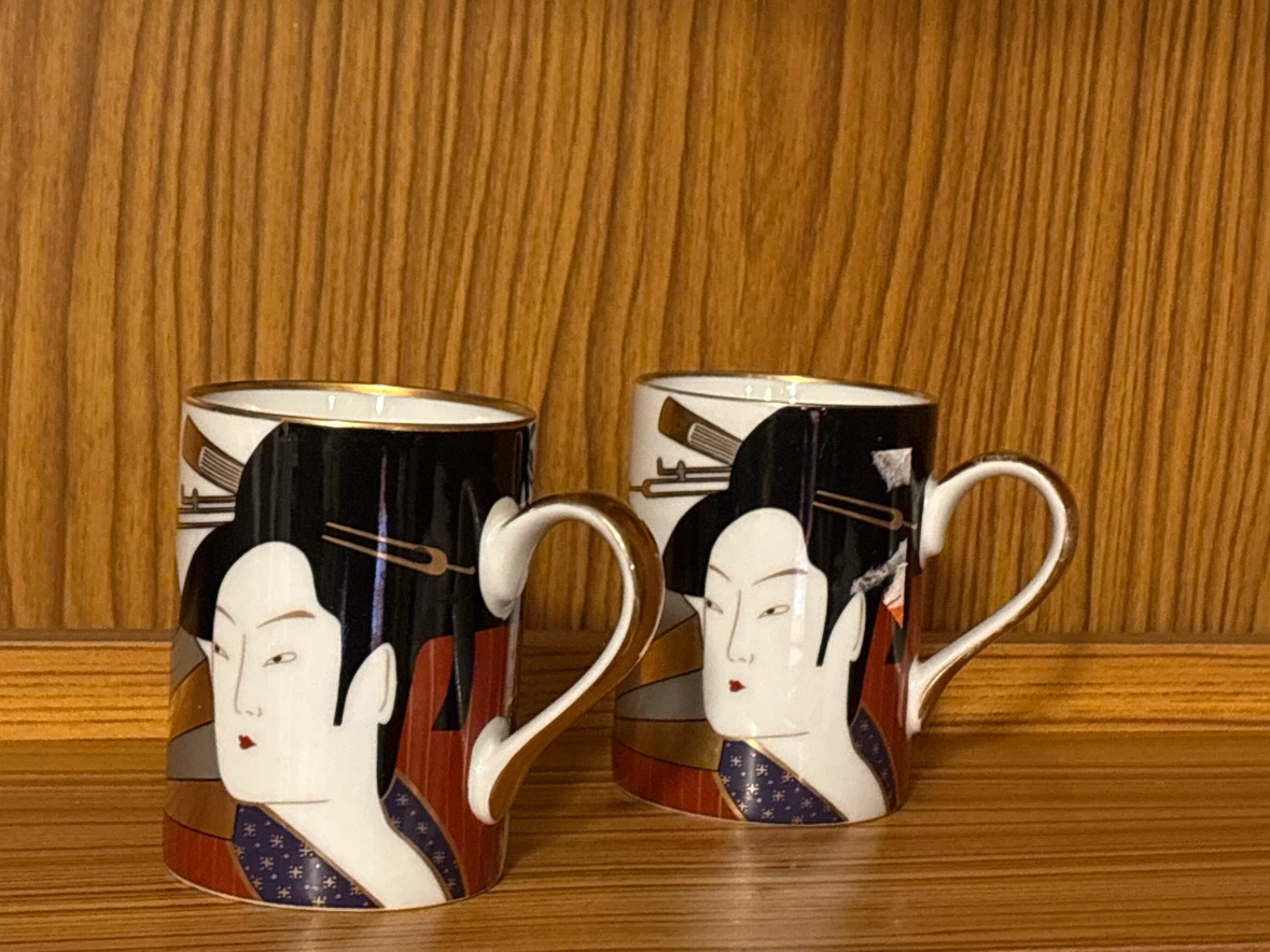 1980’s Fitz & Floyd GEISHA mugs sold as pair