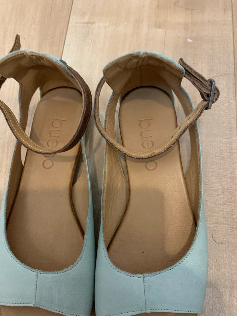 Bueno Light Blue Leather Ankle Strap Sandals - photo 2