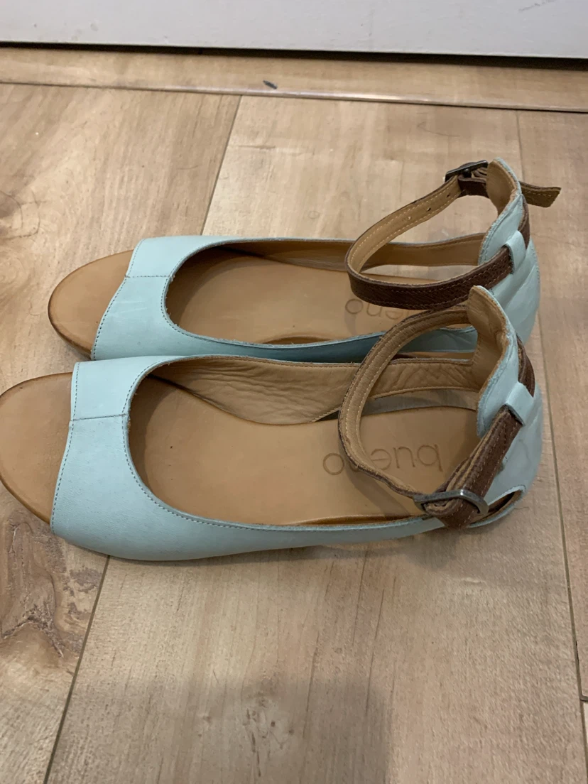 Bueno Light Blue Leather Ankle Strap Sandals - photo 3