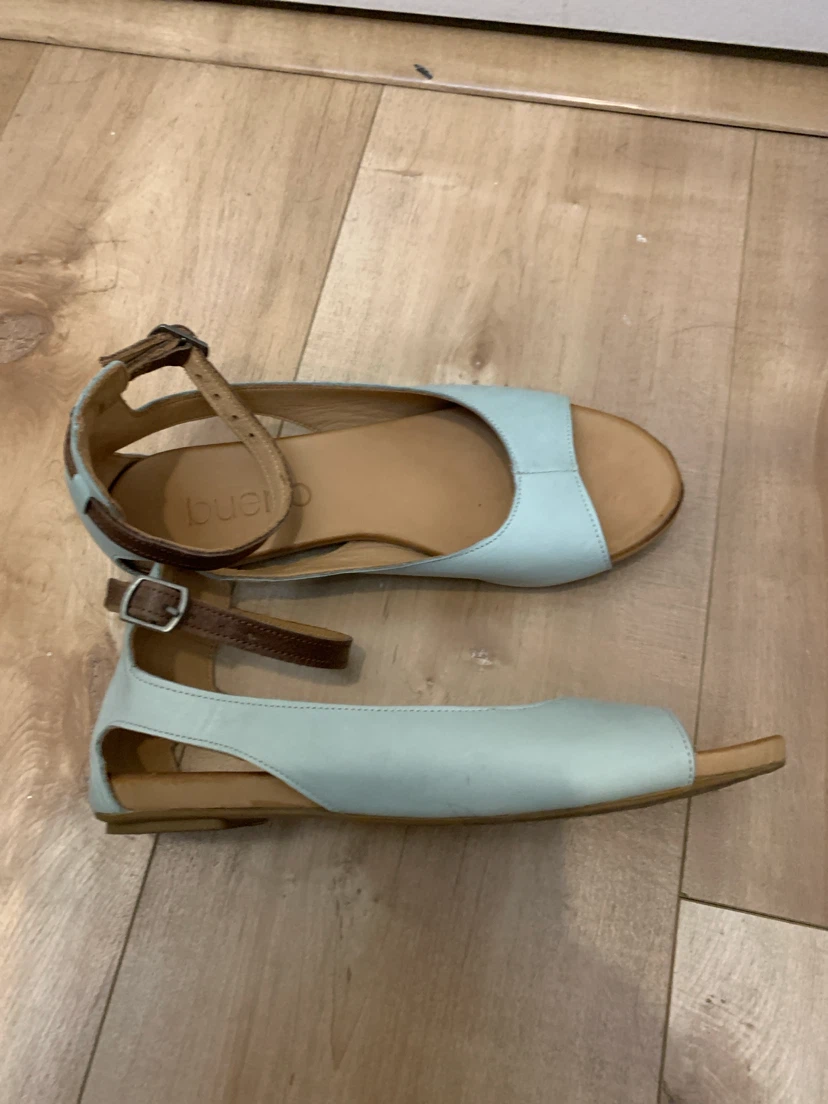 Bueno Light Blue Leather Ankle Strap Sandals - photo 4