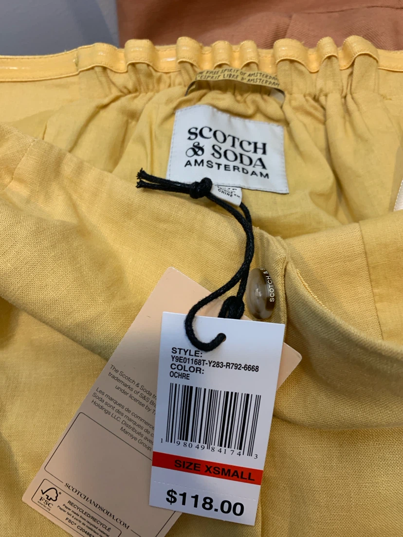 Scotch & Soda Yellow Linen Blend Strapless Top - XS - photo 2
