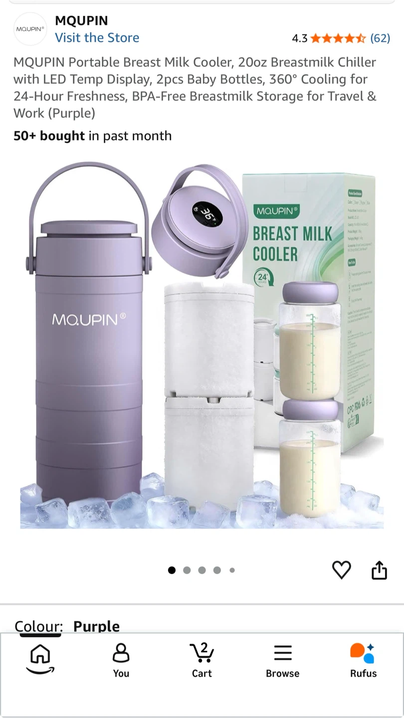 BNIB Mqupin Portable Breast Milk Cooler - Purple