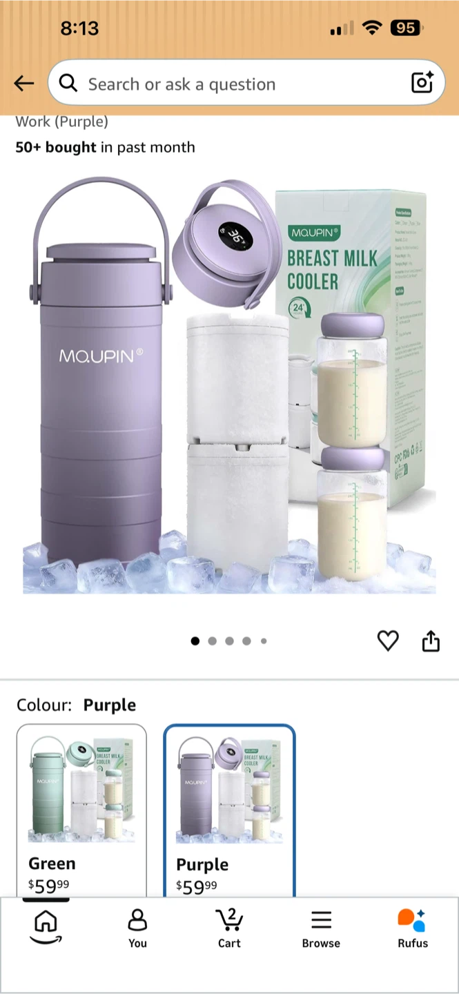 BNIB Mqupin Portable Breast Milk Cooler - Purple - photo 2