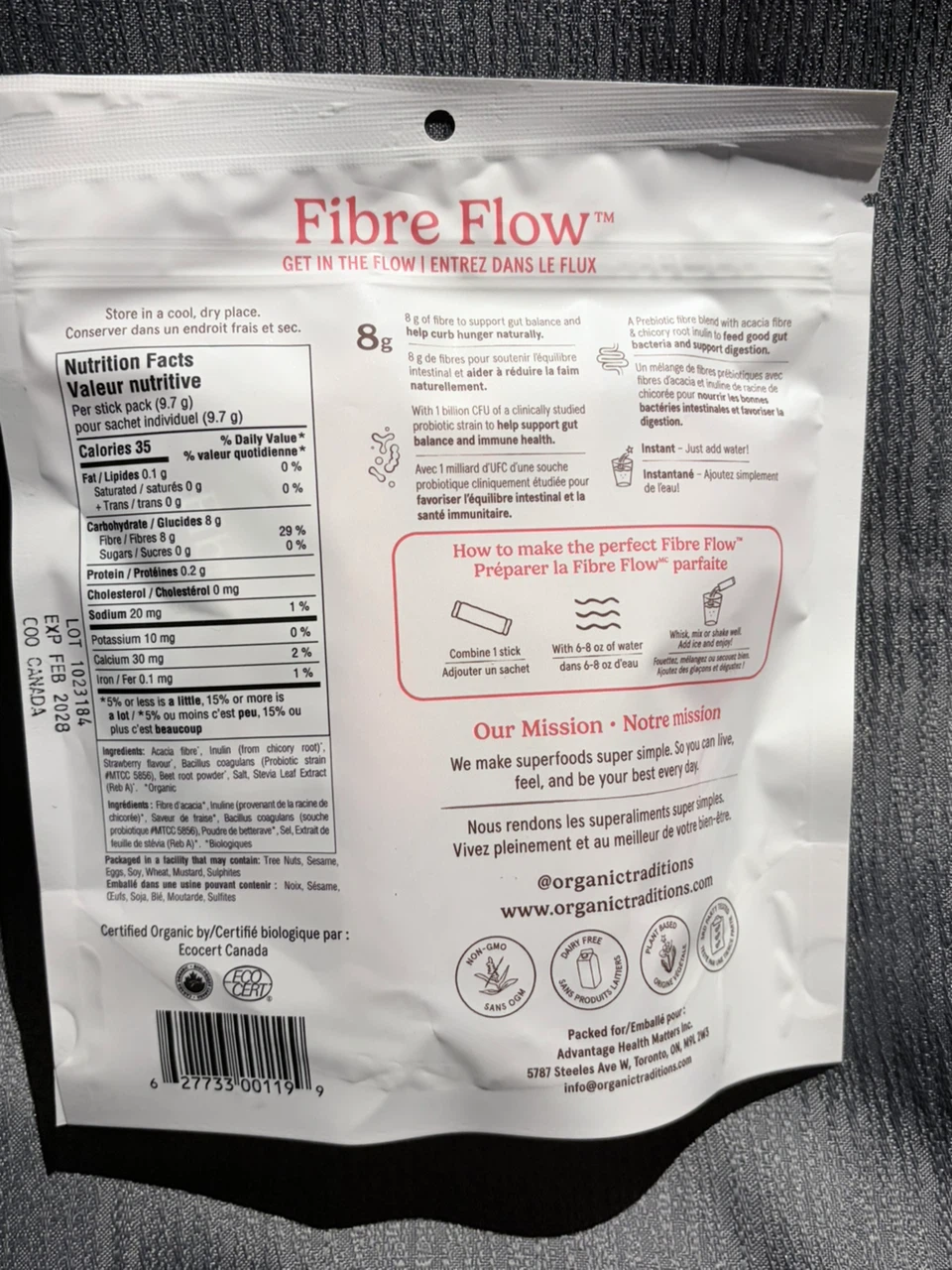 Organic Traditions Fibre Flow Superfoods Strawberry - 12 Sachets - photo 2