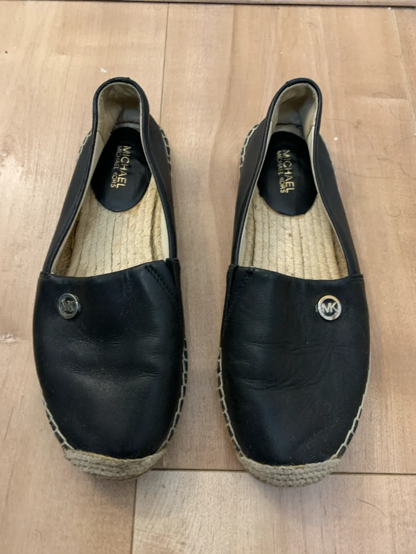 Michael Kors Black Leather Espadrille Flats
