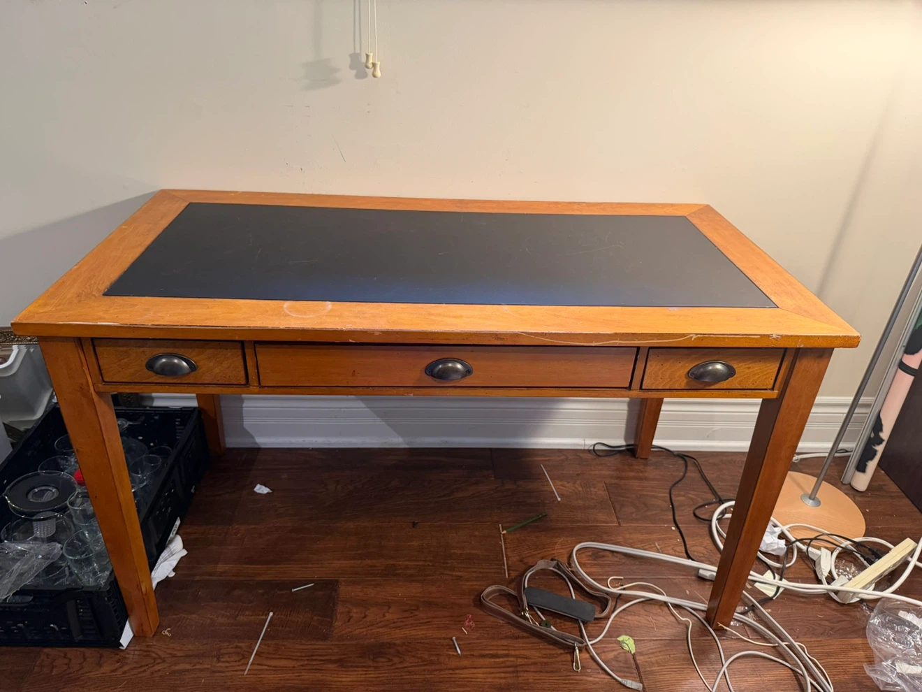 Wooden Desk with Black Top