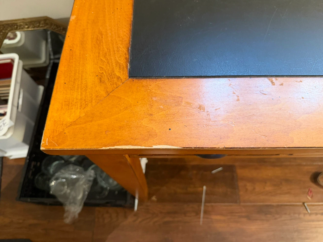 Wooden Desk with Black Top - photo 3
