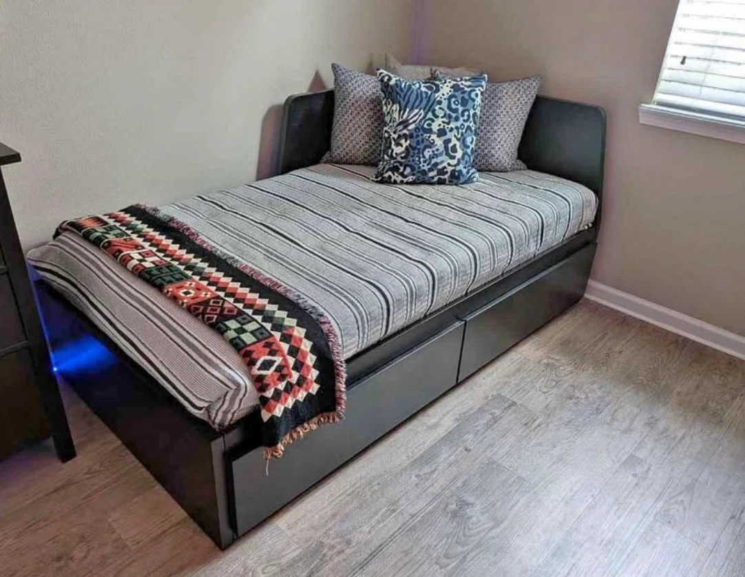 IKEA FLEKKE Daybed frame with 2 drawers, black-brown, Twin