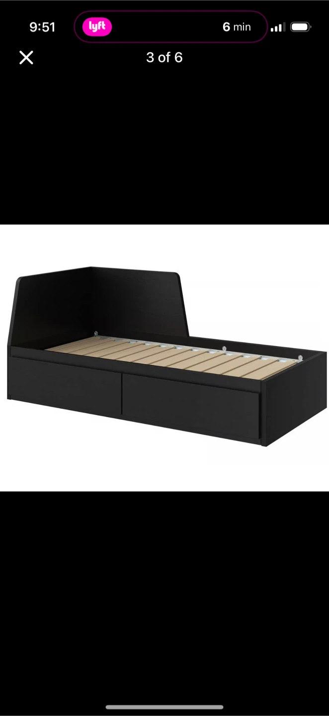 IKEA FLEKKE Daybed frame with 2 drawers, black-brown, Twin - photo 3